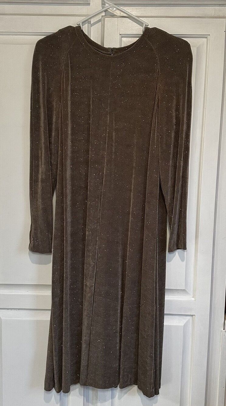 Leo Narducci Vintage Dress Knee Length Gold Sparkle Size 6 Made In USA
